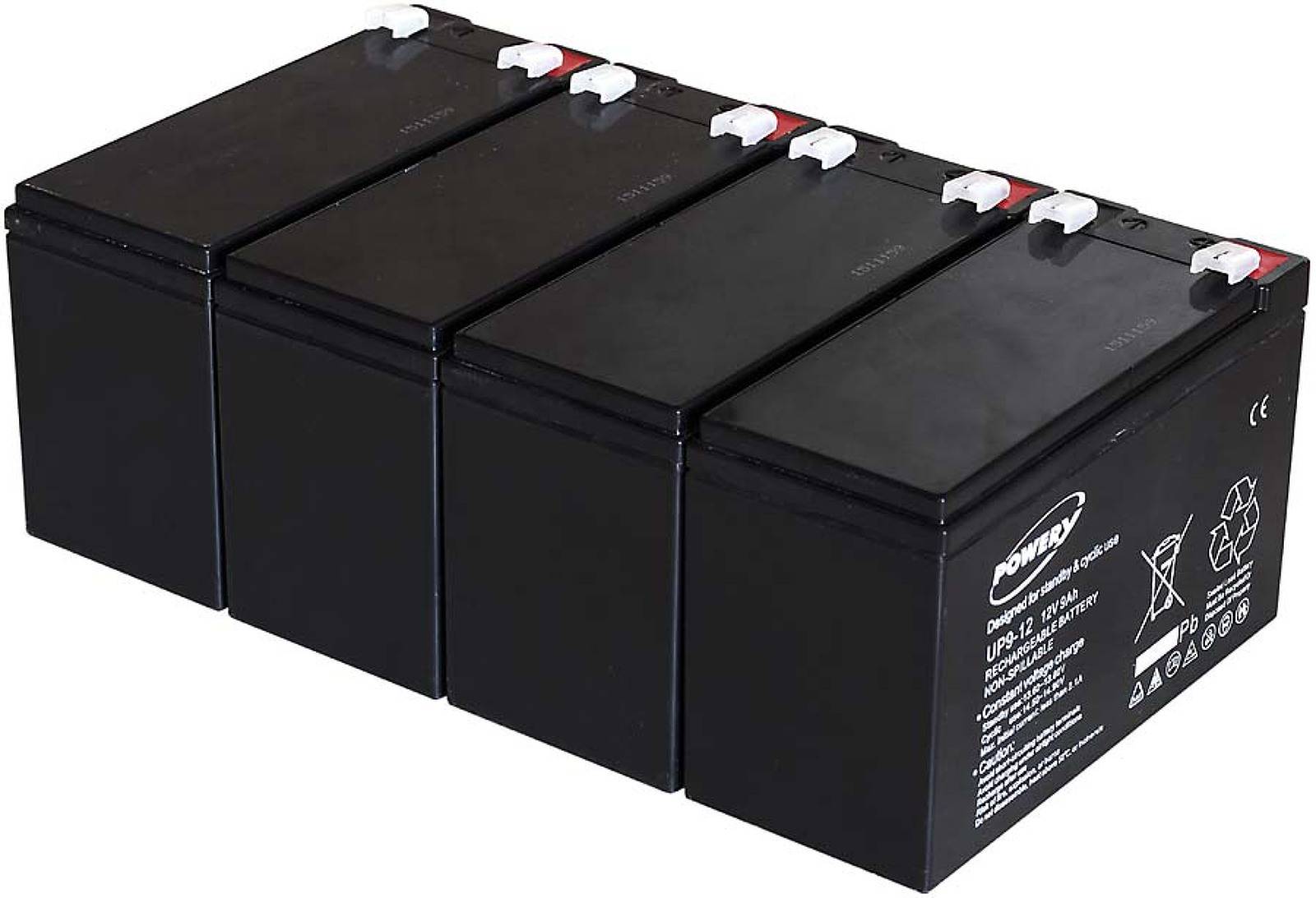 Powery Blei-Gel-Akku für USV APC Smart-UPS RT 2000 9Ah 12V (ersetzt auch 7,2Ah / 7Ah), 12V, Lead-Acid