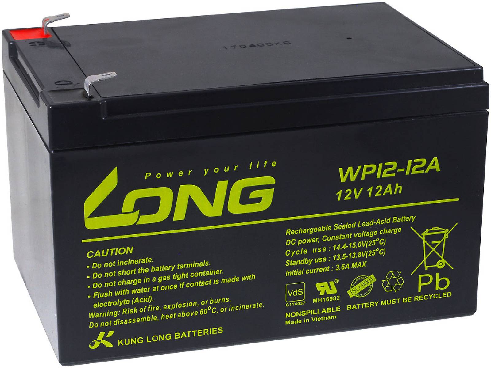 Powery KungLong Ersatzakku für USV APC RBC 4, 12V, Lead-Acid