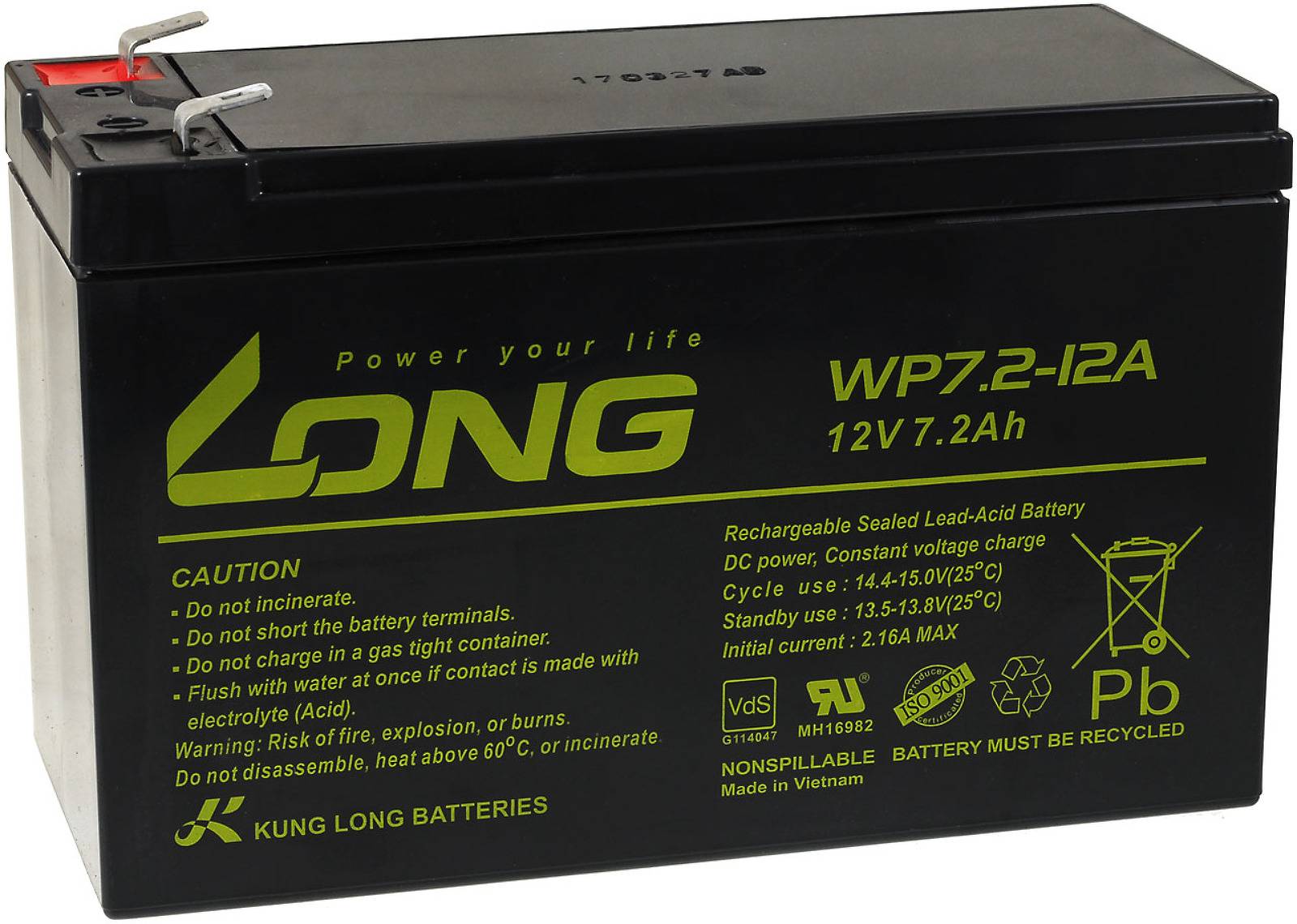 Powery KungLong Ersatzakku für USV APC Smart-UPS 750, 12V, Lead-Acid