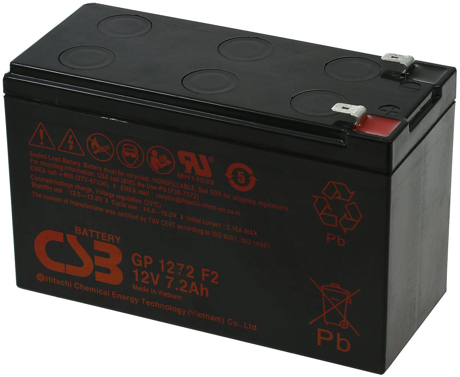 CSB Standby Bleiakku passend für APC Back-UPS Pro BP2801PNP 12V 7,2Ah, 12V, Lead-Acid