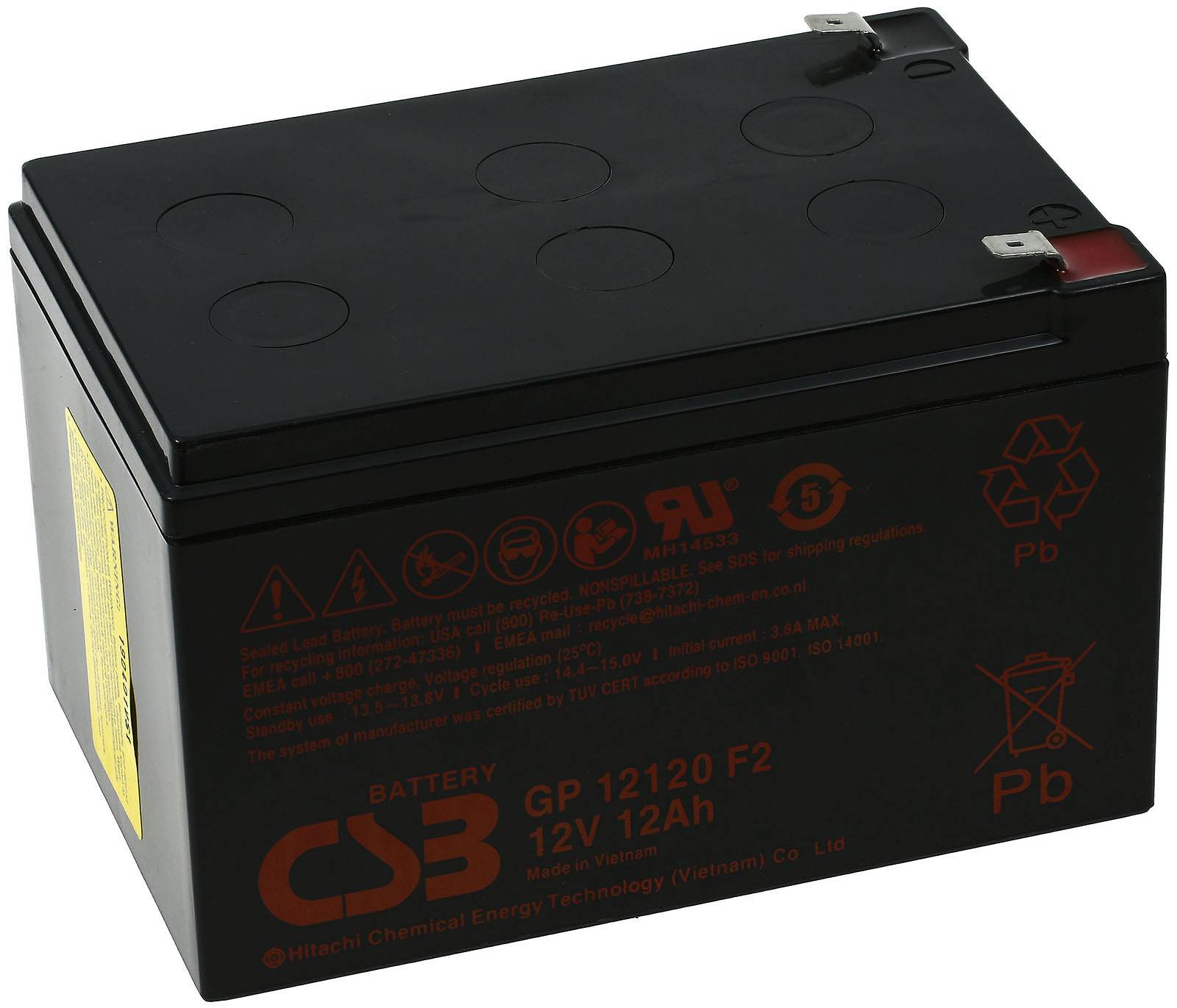 CSB Standby Bleiakku GP12120 F2 12V 12Ah, 12V, Lead-Acid