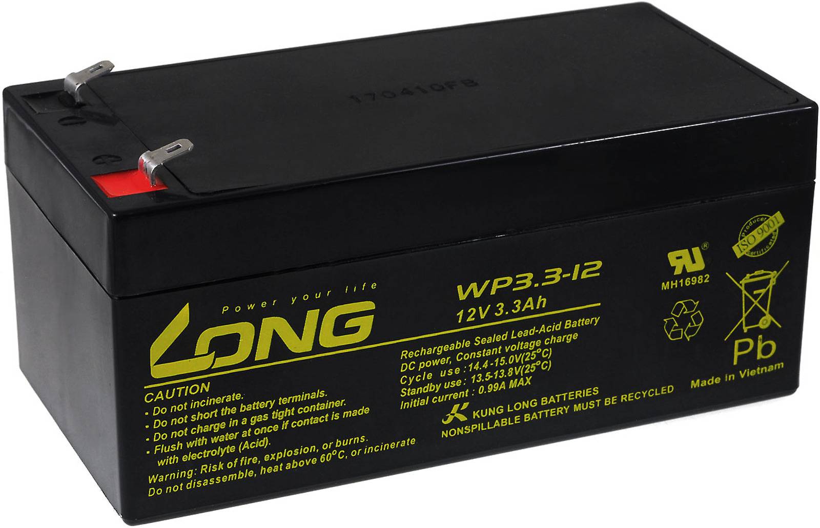 KungLong Bleiakku WP3.3-12 kompatibel mit Panasonic LC-R123R4PG, 12V, Lead-Acid
