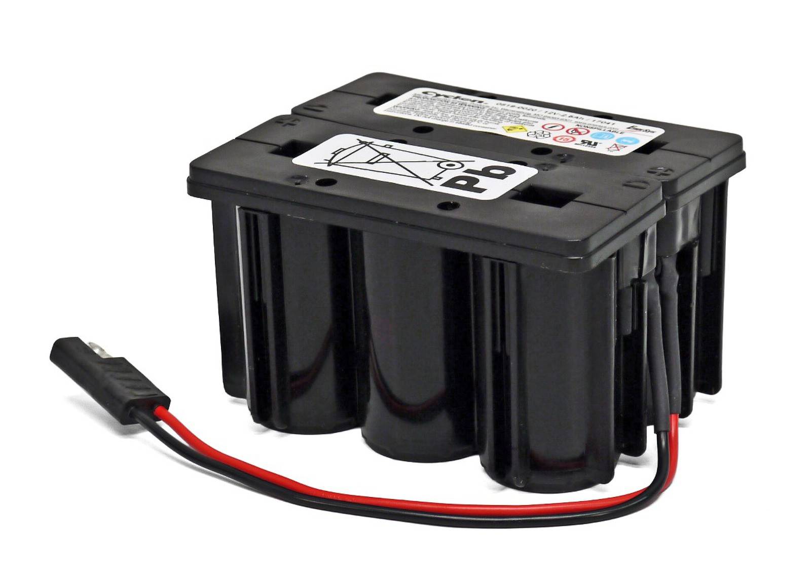 Enersys / Hawker Bleiakku, Monoblock 12V 2,5Ah mit Kabel & Stecker, 12V, Pb