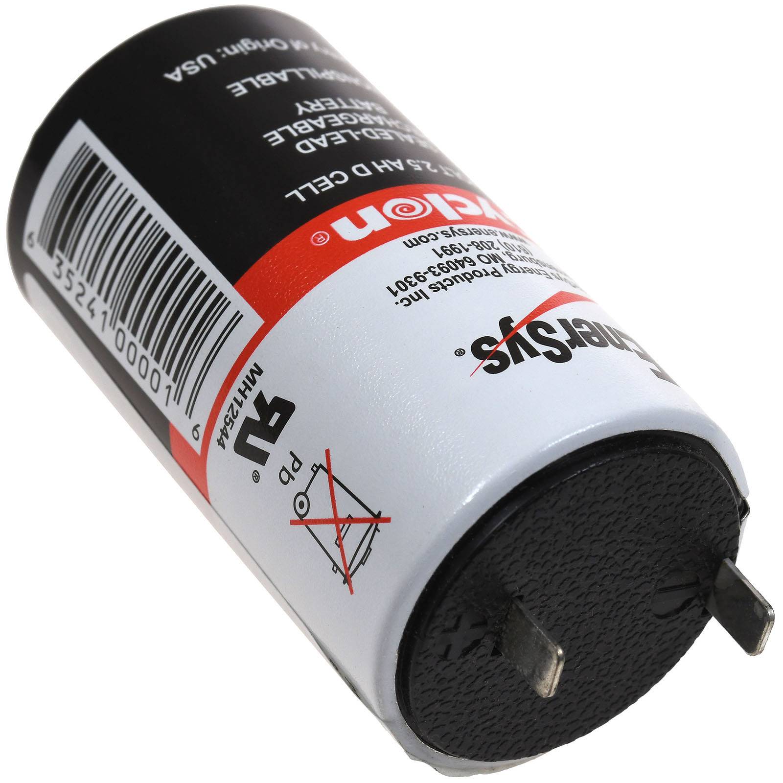 Nahaufnahme eines zylindrischen elektrischen Kondensators mit zwei Metallklemmen und einem Barcode-Etikett, dargestellt auf weißem Hintergrund.