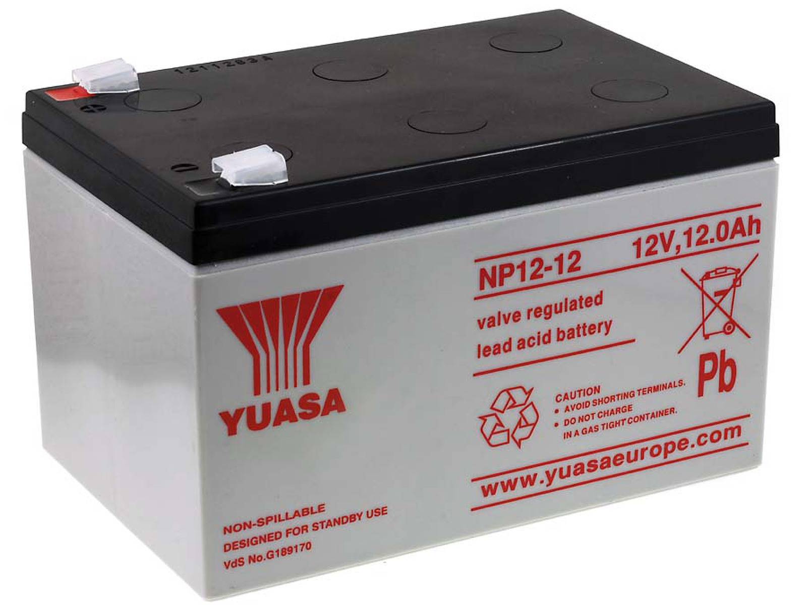 Powery YUASA Bleiakku NP12-12 Vds, 12V, Lead-Acid