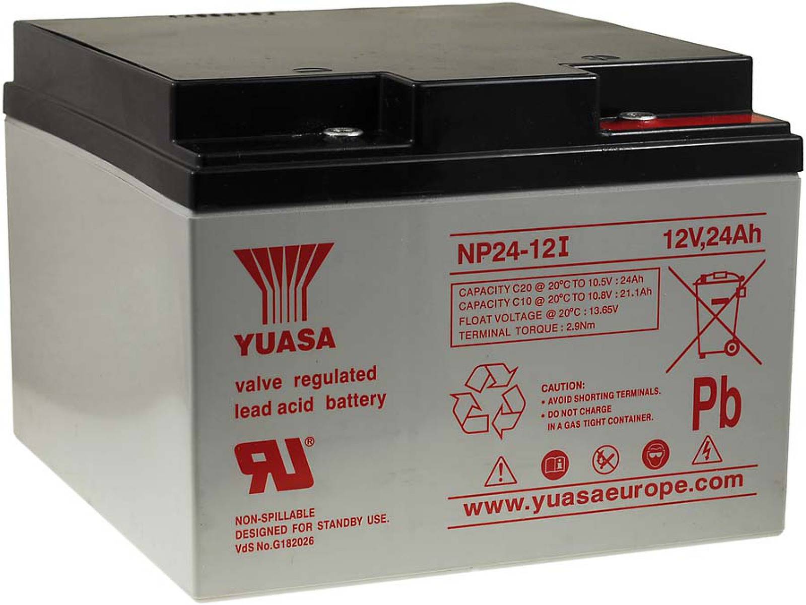Powery YUASA Bleiakku NP24-12I Vds, 12V, Lead-Acid