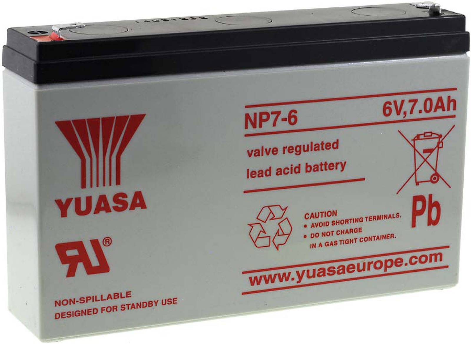 Powery YUASA Bleiakku NP7-6, 6V, Lead-Acid