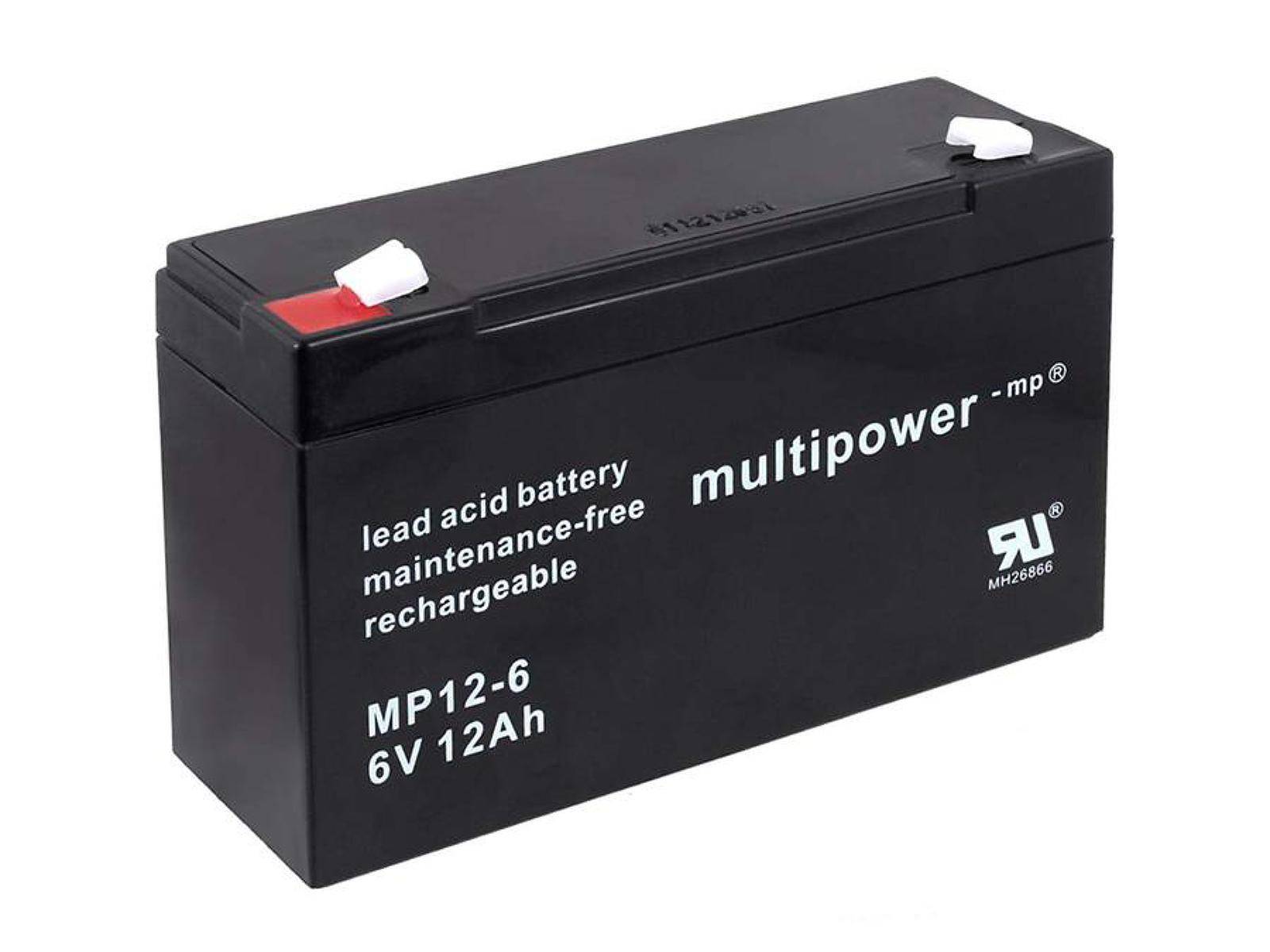 Powery Powery Ersatzakku für USV Notstrom Notbeleuchtung 6V 12Ah (ersetzt auch 10Ah), 6V, Lead-Acid
