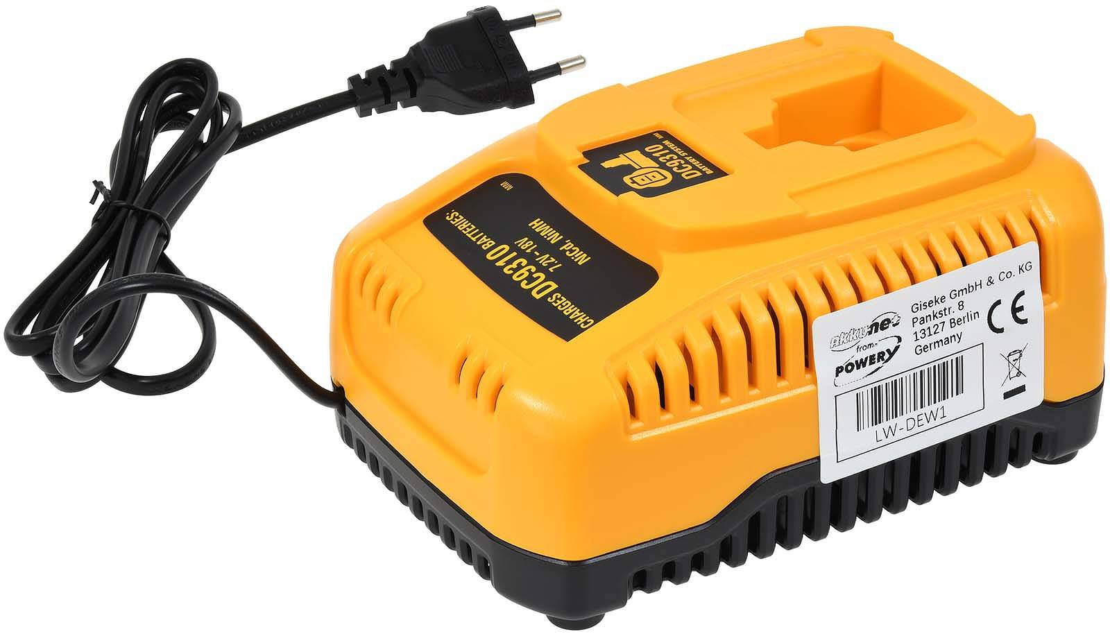 Powery Ladegerät kompatibel mit, ersetzt DEWALT Typ DE9116, 7,2V-18V