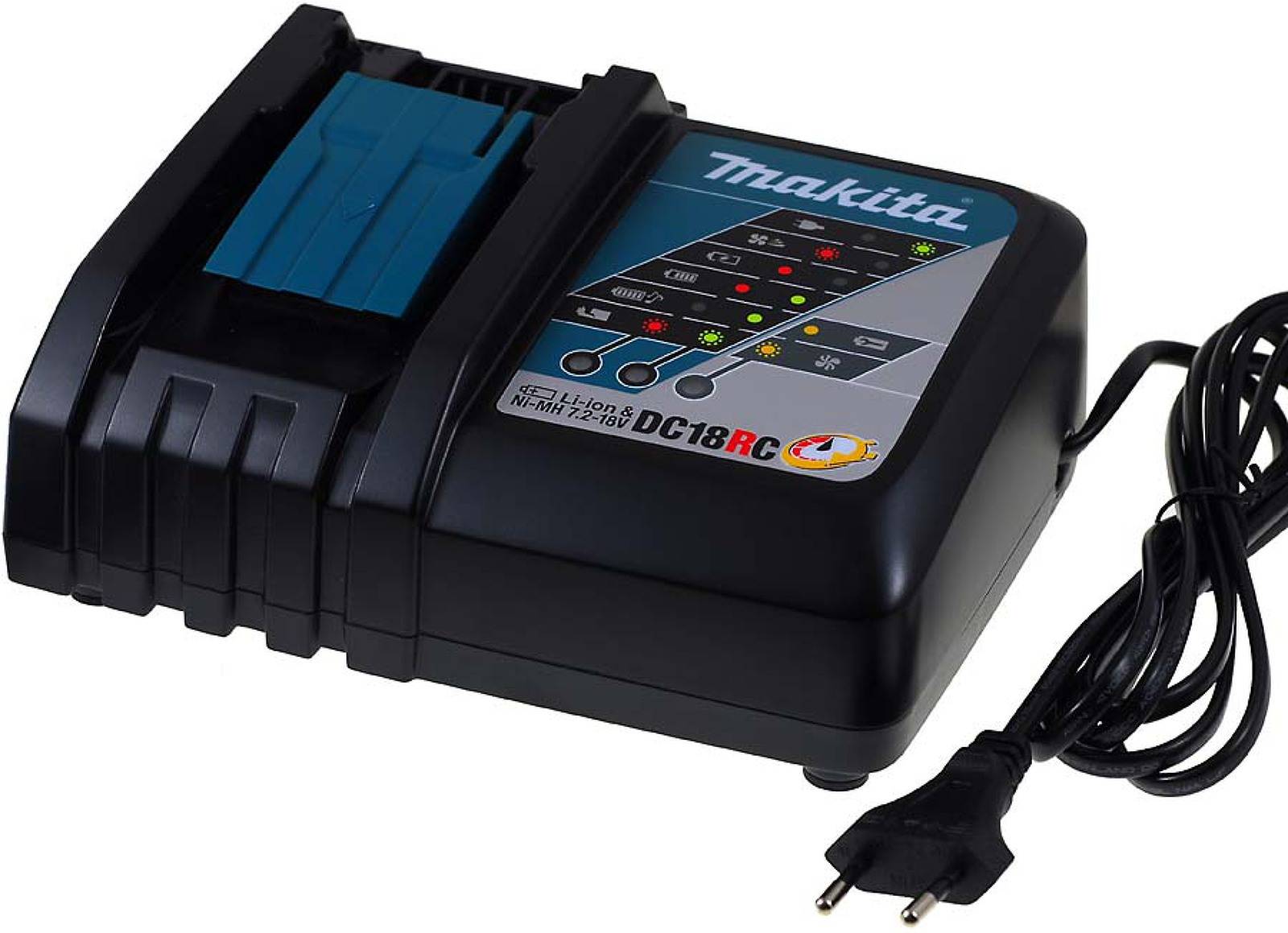 Ladegerät Makita DC18RC für Blockakkus 14,4V-18V Li-Ion/ 7,2-14,4V NiMH Blau, 7,2V-18V