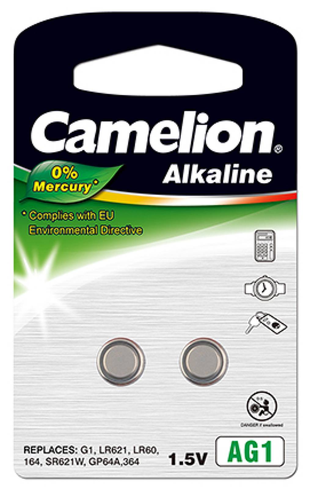 Camelion Knopfzelle AG1 2er Blister, 1,5V, Alkaline