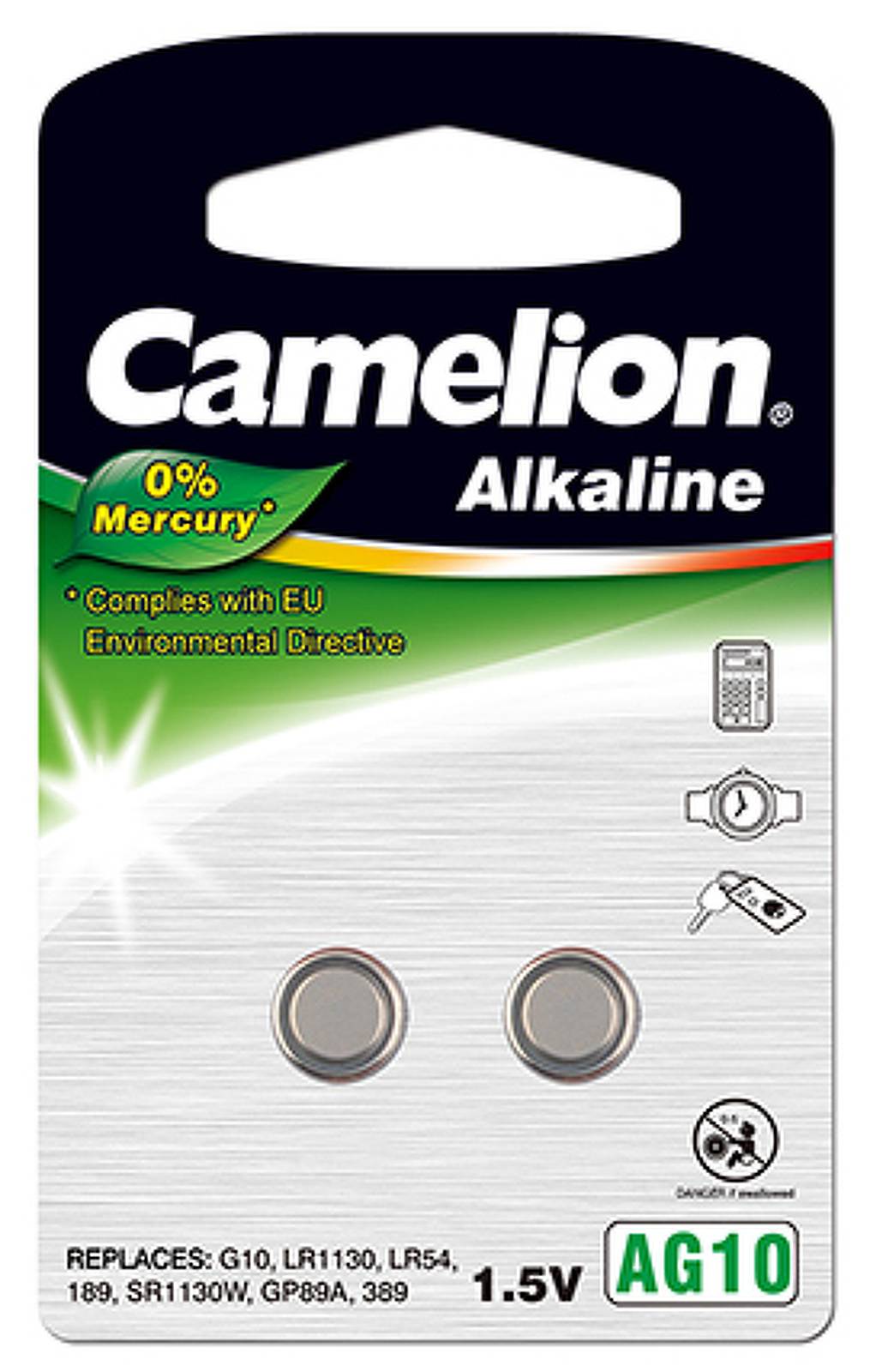 Camelion Knopfzelle AG10 2er Blister, 1,5V, Alkaline