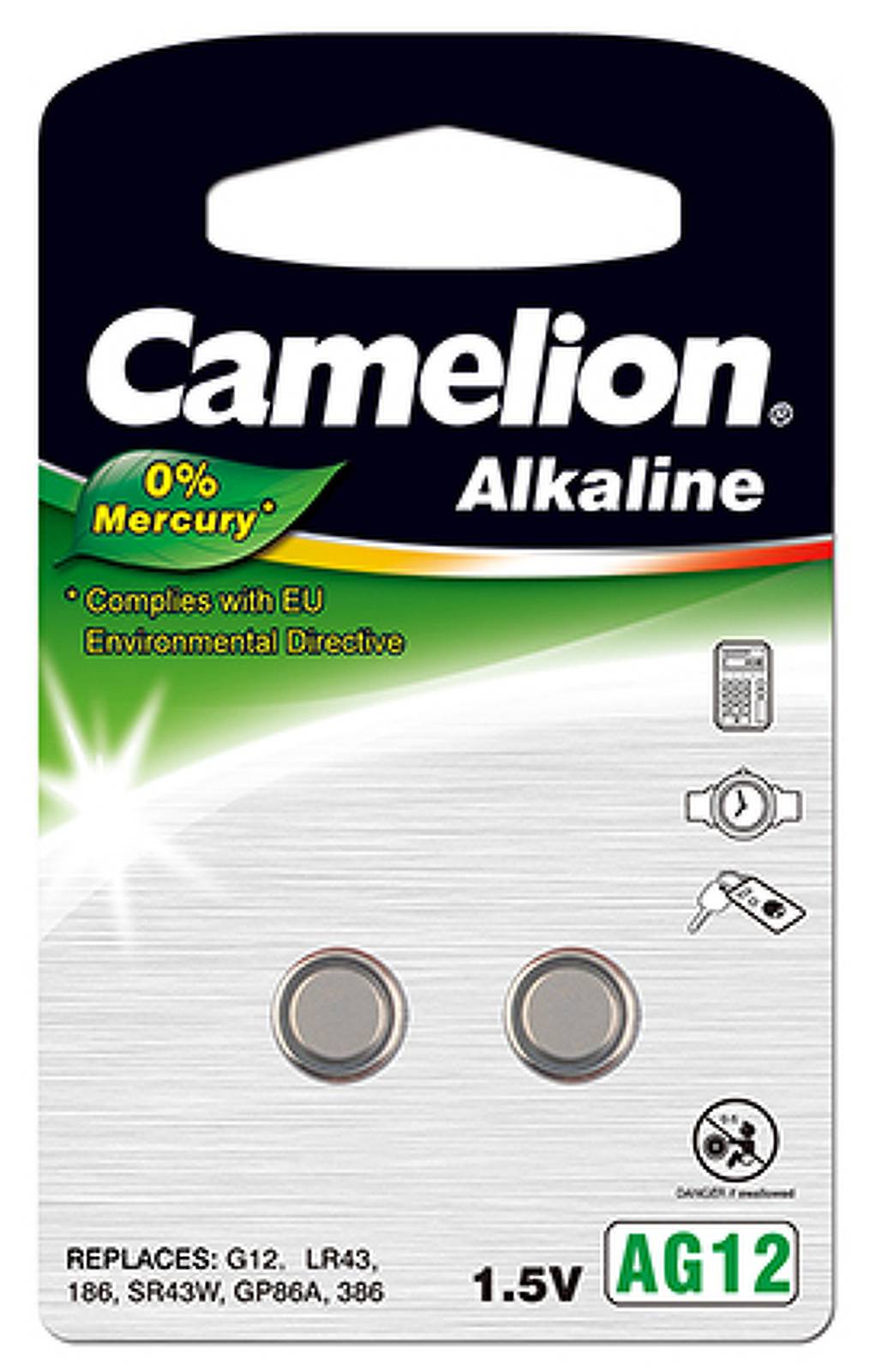 Camelion Knopfzelle AG12 2er Blister, 1,5V, Alkaline