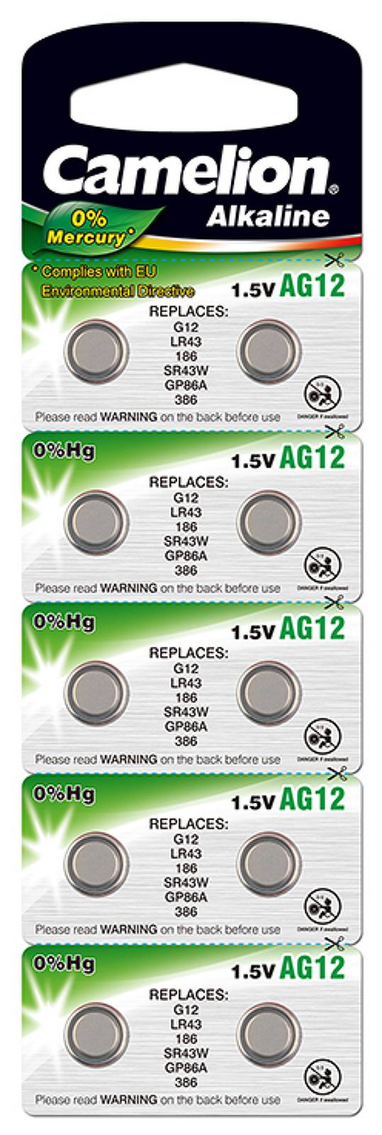 Camelion Knopfzelle LR43 10er Blister, 1,5V, Alkaline