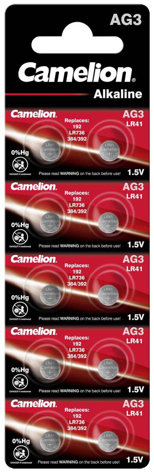 Camelion Knopfzelle AG3 10er Blister, 1,5V, Alkaline
