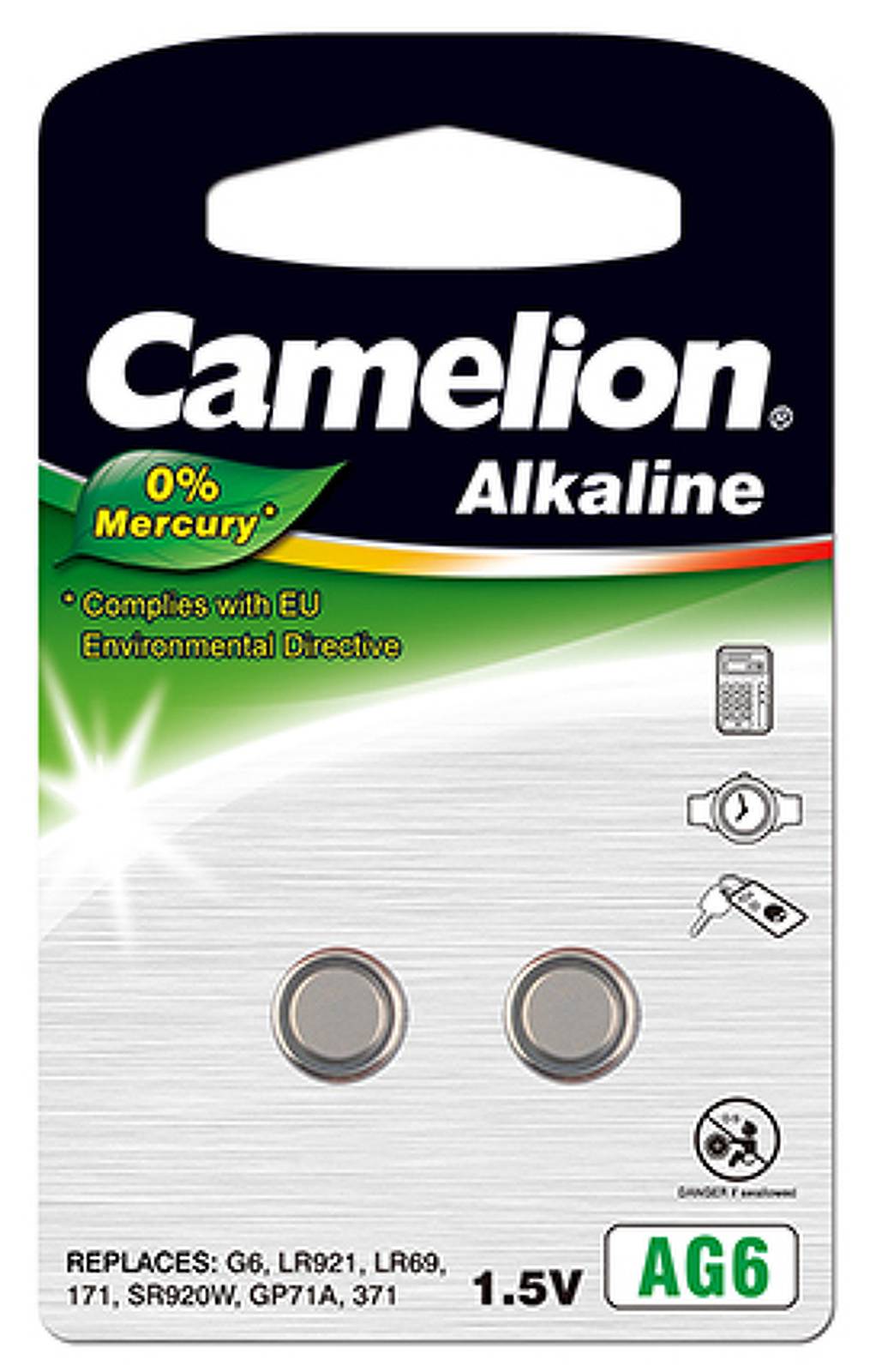 Camelion Knopfzelle 371 LR69 LR920 LR921 AG6 2er Blister, 1,5V, Alkaline