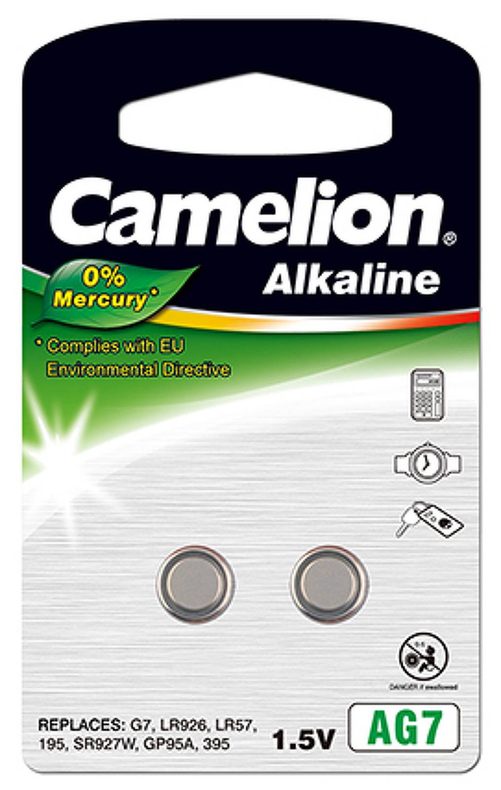 Camelion Knopfzelle AG7 2er Blister, 1,5V, Alkaline