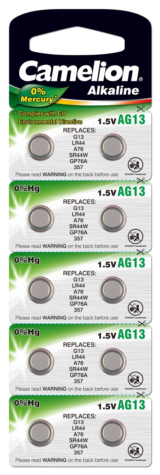Knopfzelle Camelion Typ LR1154 Alkaline 10er Blisterkarte, 1,5V, Alkaline