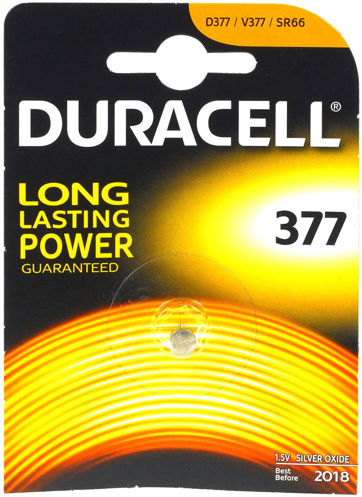 Duracell Knopfzelle SR66 / SR626SW / V377 Typ 377 1er Blister, 1,55V, Silberoxid