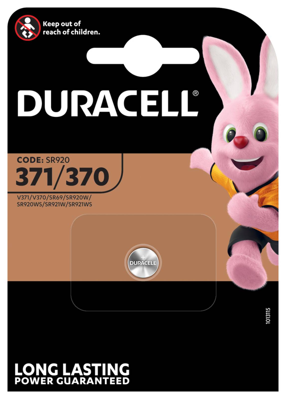 Duracell Knopfzelle Typ 371 1er Blister, 1,55V, Silberoxid