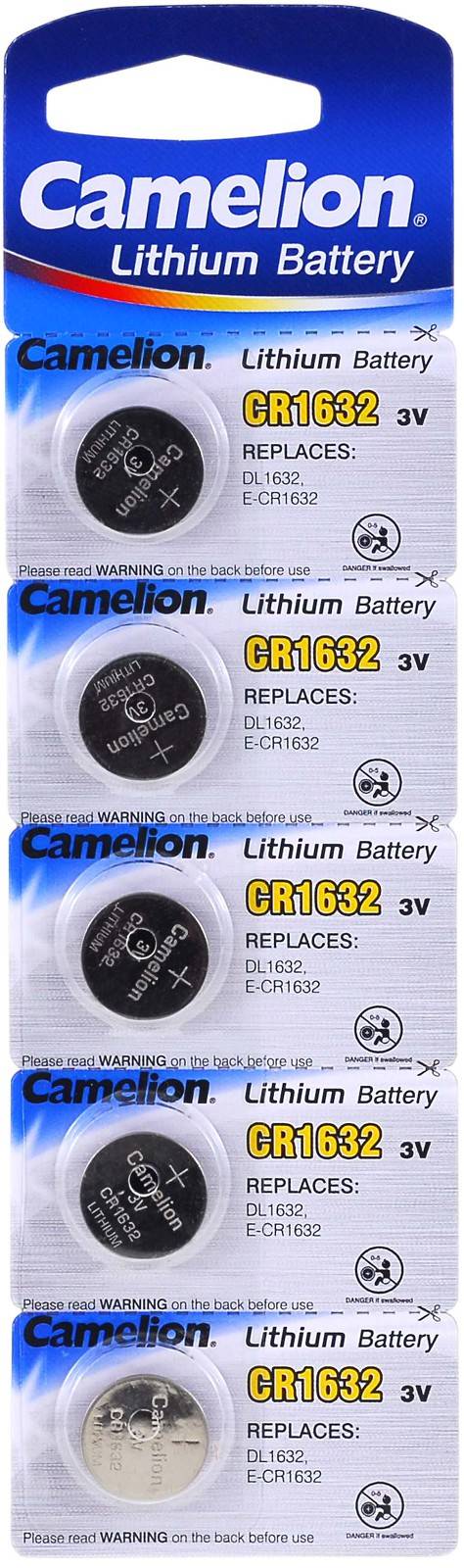 Lithium Knopfzelle Camelion CR1632 5er Blister, 3V, Lithium