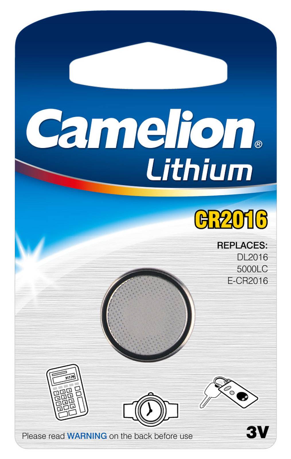 Lithium Knopfzelle Camelion CR2016 1er Blister, 3,0V, Lithium