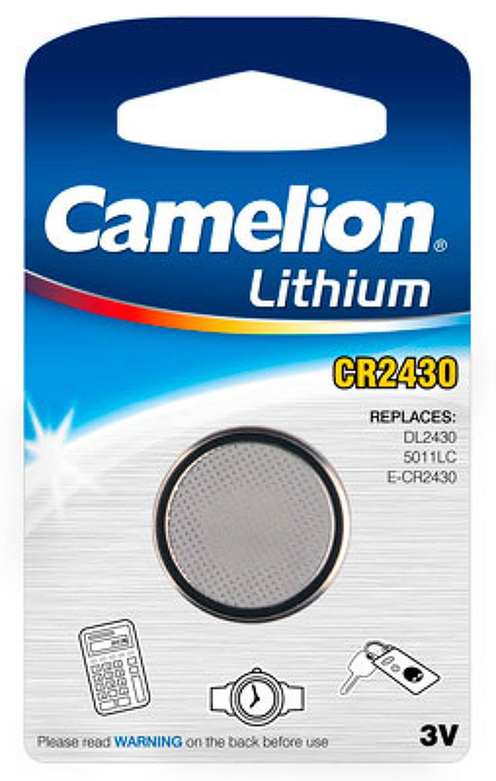 Lithium Knopfzelle Camelion CR2430 1er Blister, 3,0V, Lithium