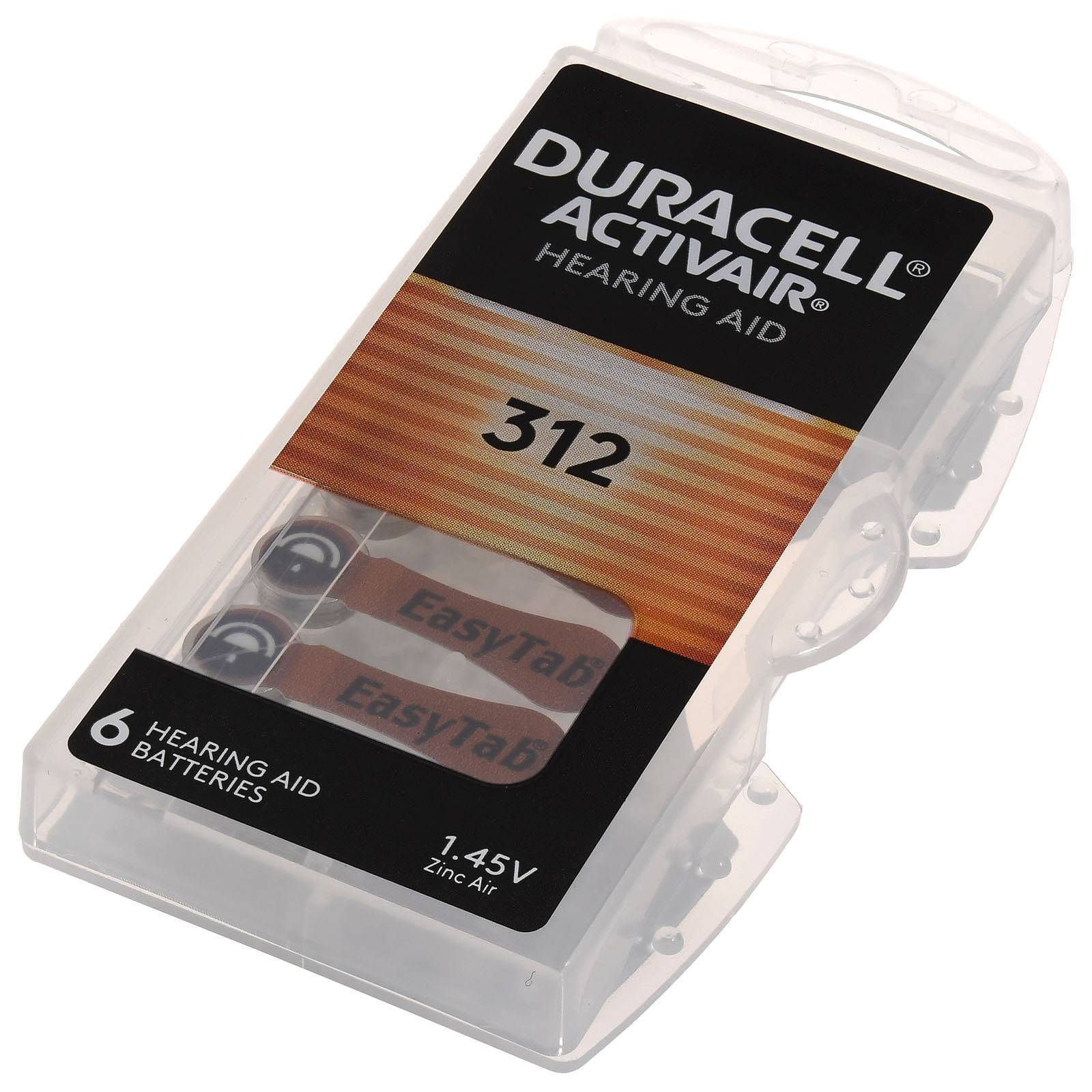 Duracell Hörgerätebatterie 312AE 6er Blister, 1,4V, Zink-Luft