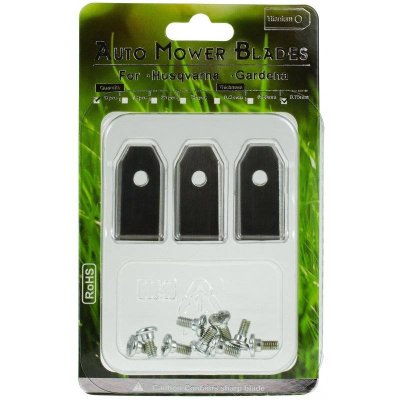 Powery 9x Ersatz-Messer-, Schneid-Klingen (0,75mm) für Mähroboter Gardena R50Li