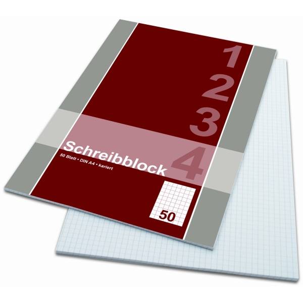 Briefblock A4 70g/qm holzfrei kariert VE=50 Blatt