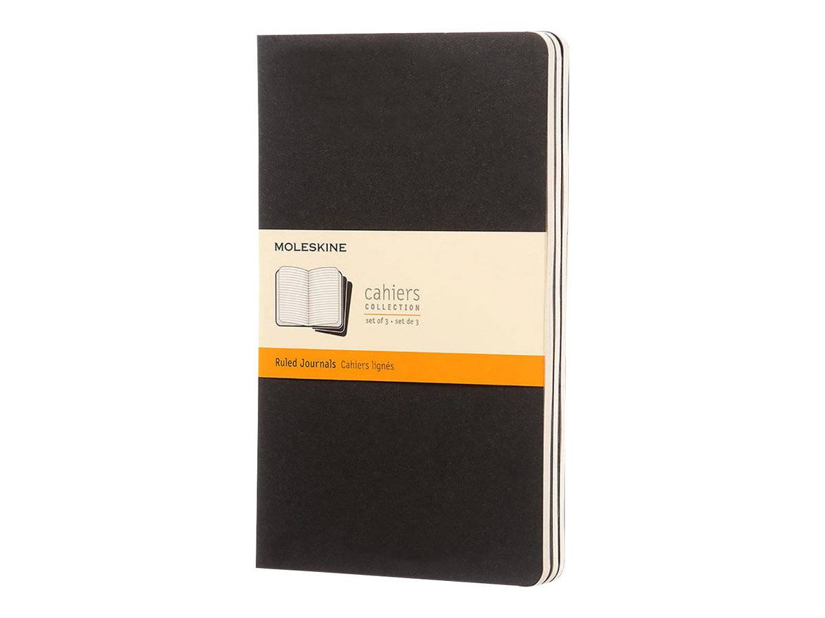 Moleskine Cahier Large - Notizbuch - 130 x 210 mm - 40 Blatt / 80 Seiten - elfenbeinfarbenes Papier - Liniert - Schwarz