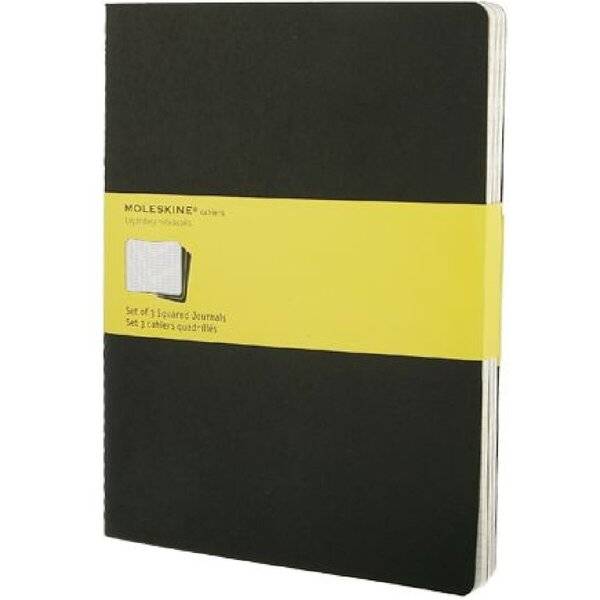 Notizheft Cahier XL 19x25cm VE=3 Stück kariert schwarz