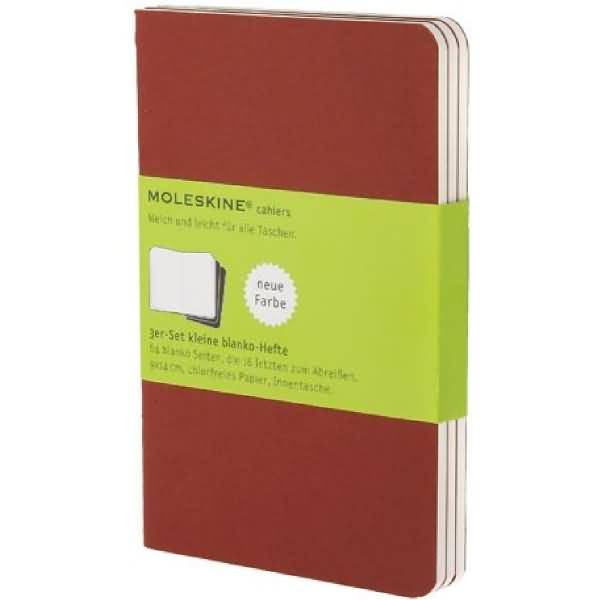 Notizheft Cahier P A6 9x14cm VE=3 Stück blanko preiselbeerrot