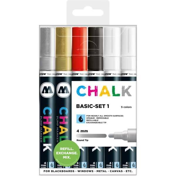 Windowmarker Chalk 4mm Basic-Set 1 nachfüllbar VE=6 Stück (sortiert)