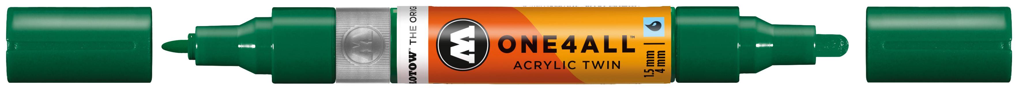 Permanentmarker One4All Acrylic Twin nachfüllbar 1,5 und 4mm mister green