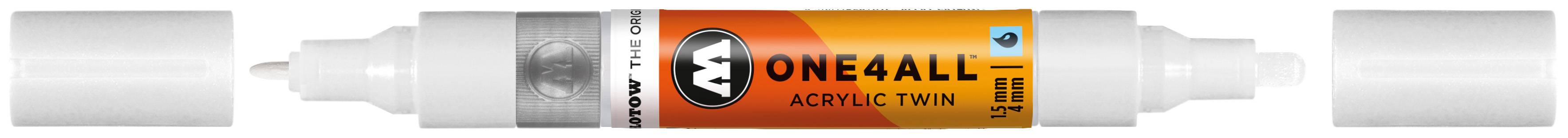 Permanentmarker One4All Acrylic Twin nachfüllbar 1,5 und 4mm signalweiß