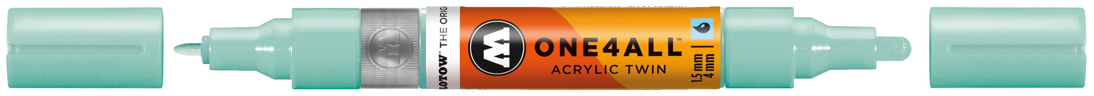 Permanentmarker One4All Acrylic Twin nachfüllbar 1,5 und 4mm lagoblau pastell