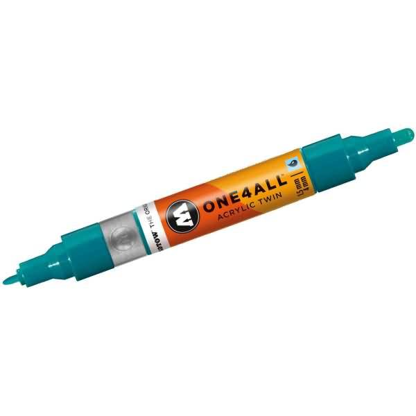 Permanentmarker One4All Acrylic Twin nachfüllbar 1,5 und 4mm lagunenblau