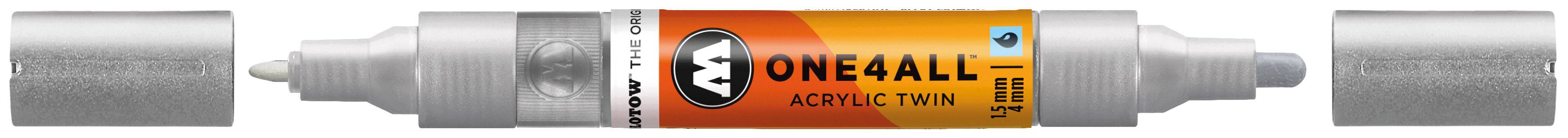 Permanentmarker One4All Acrylic Twin nachfüllbar 1,5 und 4mm metallic silber