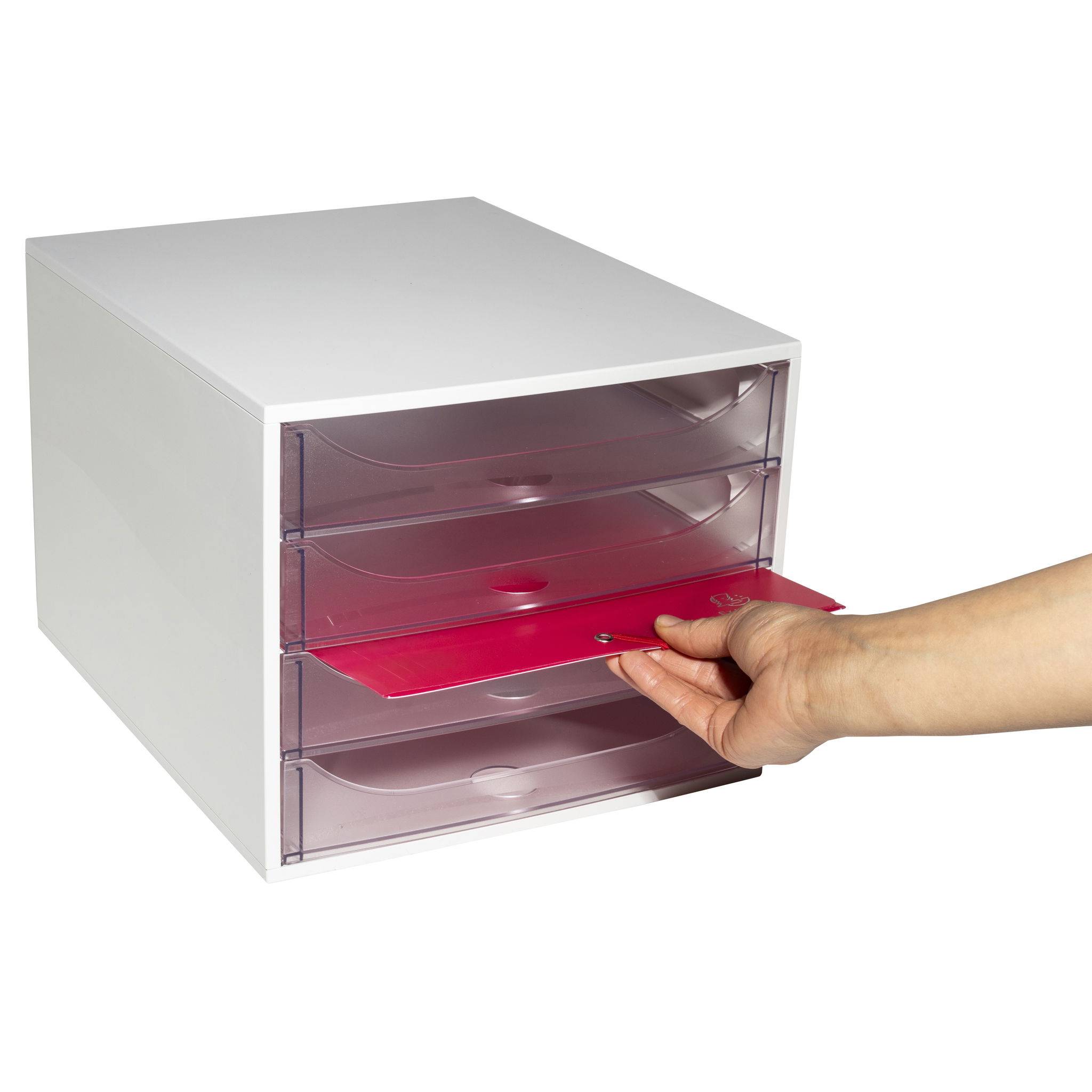 Exacompta ECOBOX Schubladenbox mit 4 Schubladen - Kristall - 228323D