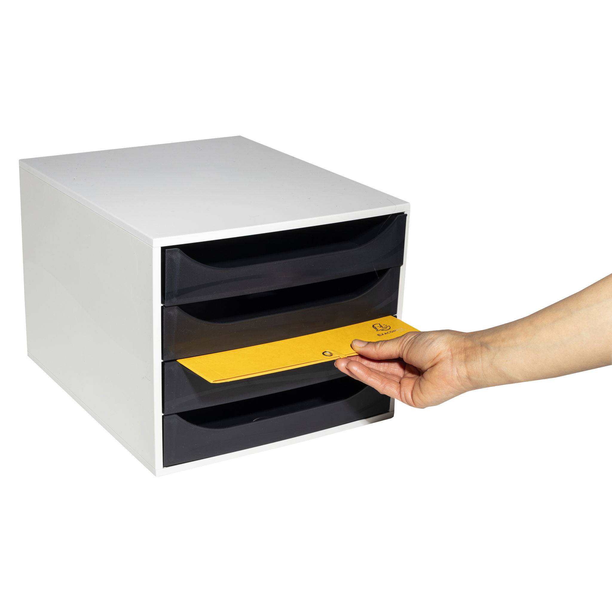 Exacompta ECOBOX Schubladenbox mit 4 Schubladen - Schwarz - 2286014D