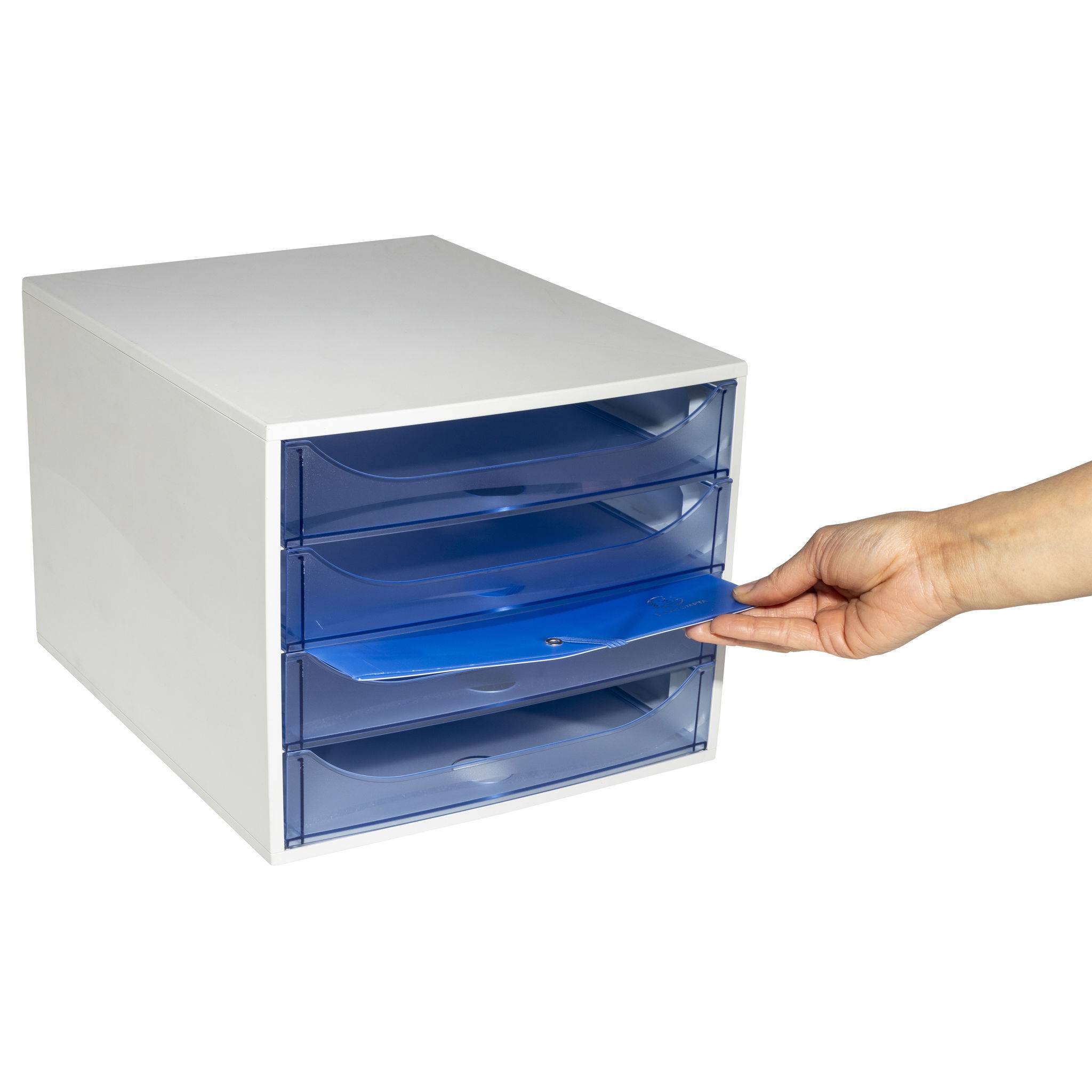 Exacompta ECOBOX Schubladenbox mit 4 Schubladen - Eisblau - 228610D