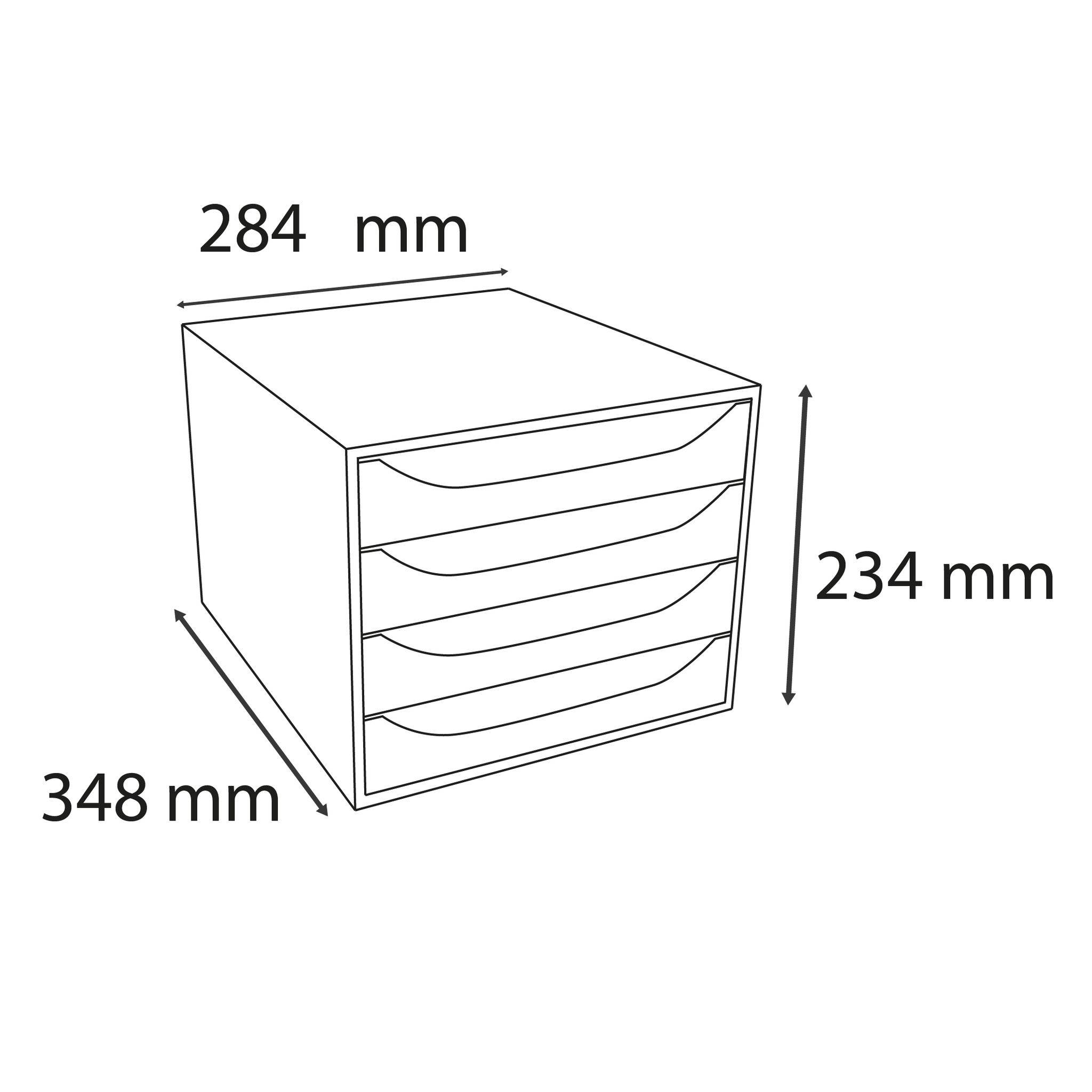 Exacompta ECOBOX Schubladenbox mit 4 Schubladen - Himbeerfarben - 228654D