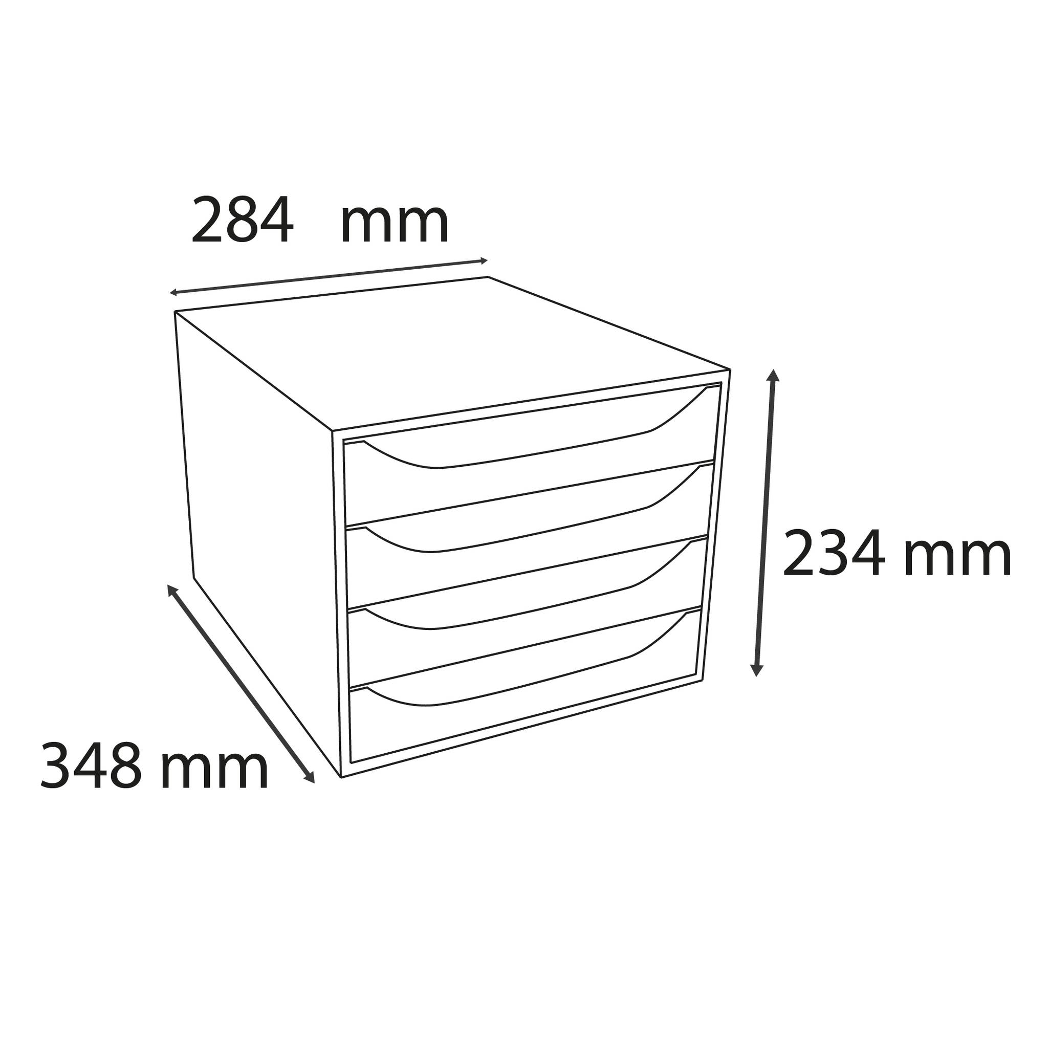 Exacompta ECOBOX Schubladenbox mit 4 Schubladen - Rot - 2286107D