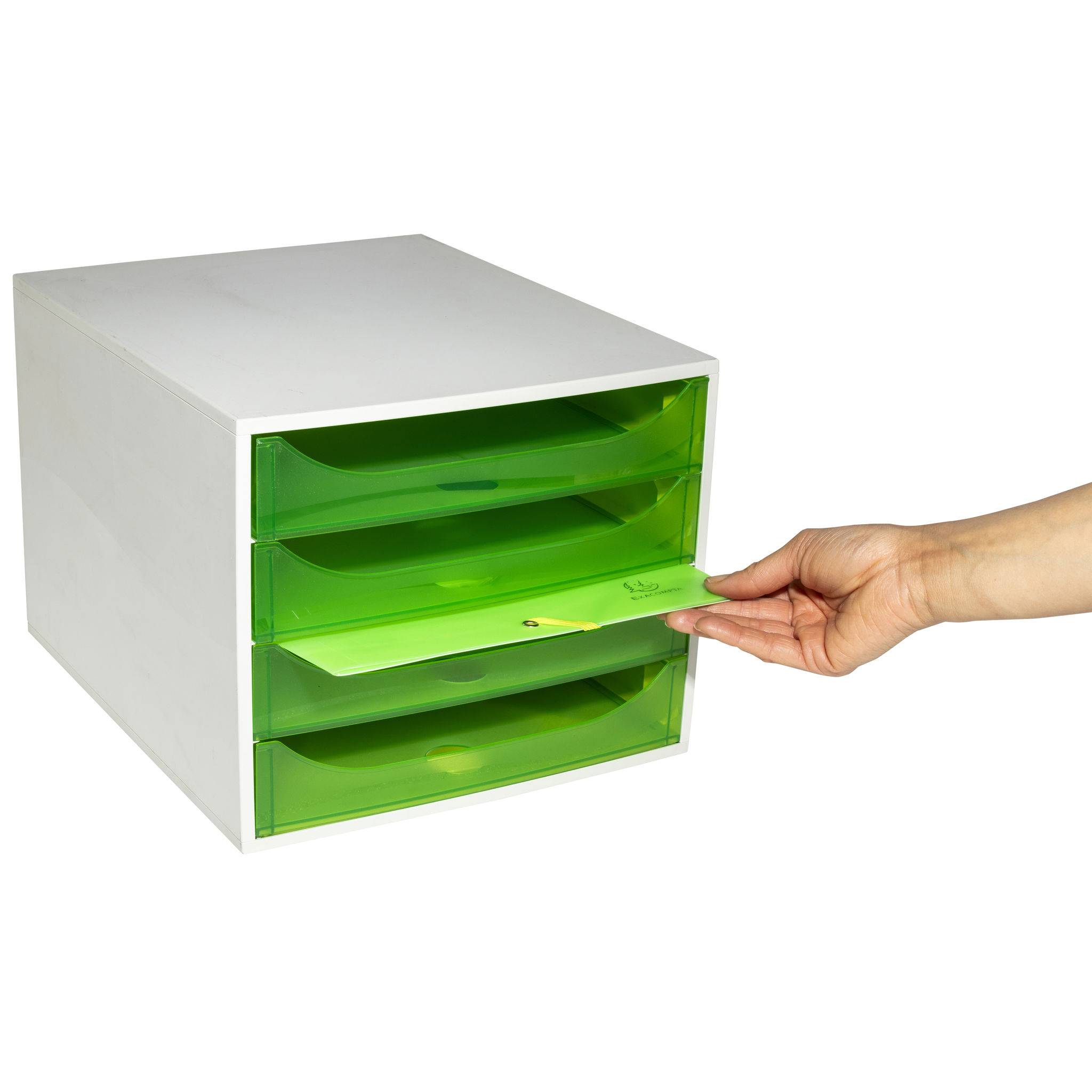 Exacompta ECOBOX Schubladenbox mit 4 Schubladen - Apfelgrün - 228697D