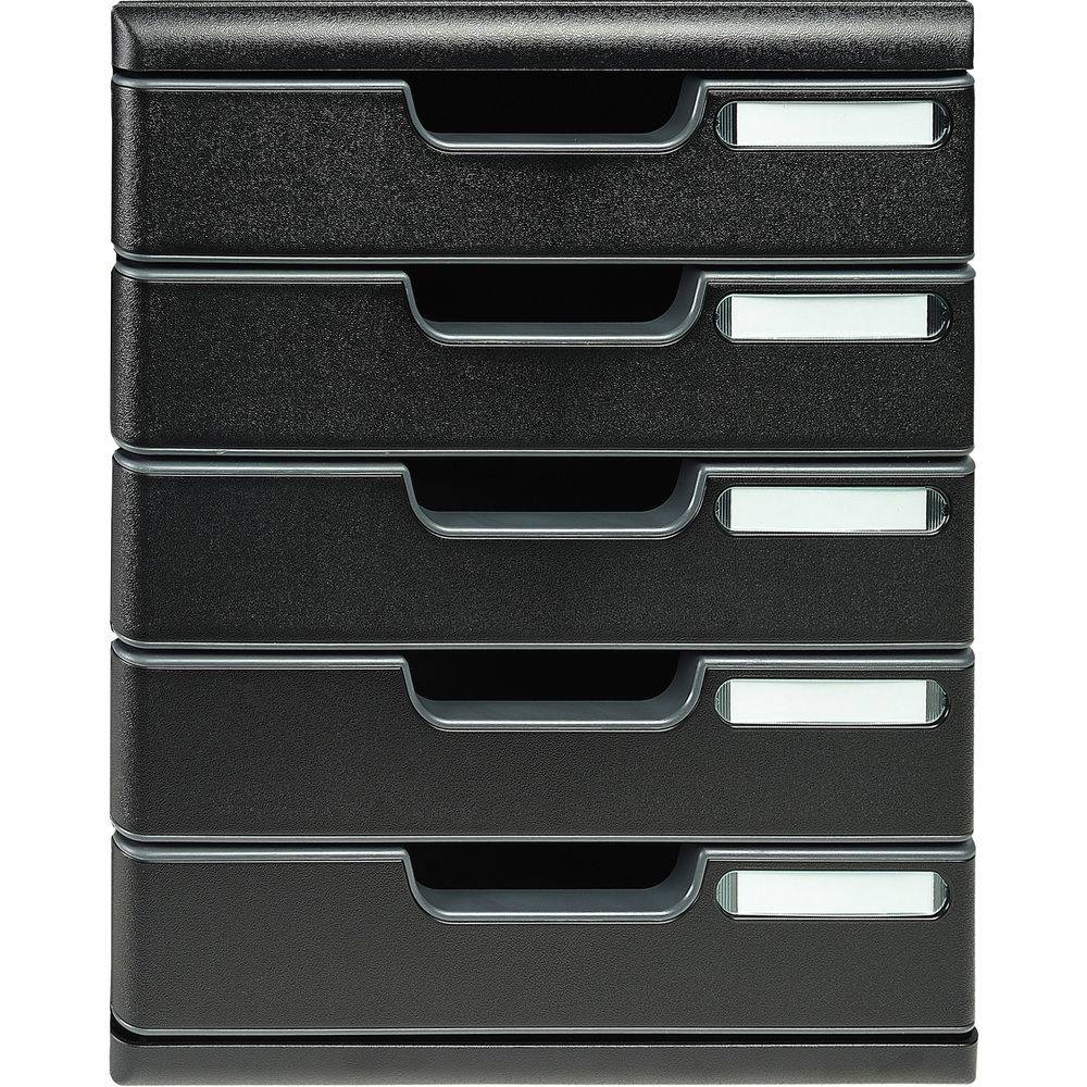 Exacompta Schubladenbox MODULO A4, 5 geschlossene Schubladen - Schwarz - 301414D