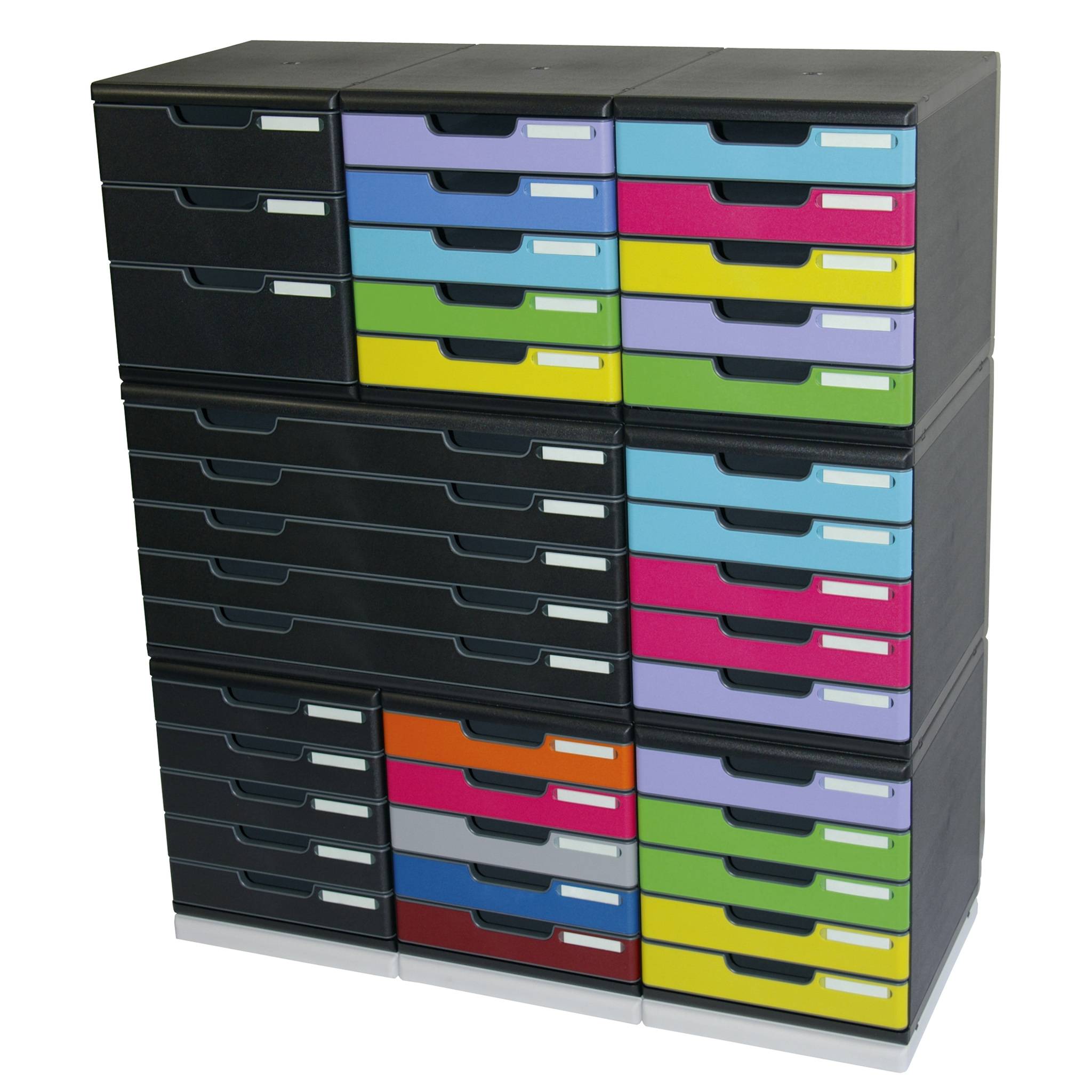 Exacompta Schubladenbox MODULO A4, 5 geschlossene Schubladen - Schwarz - 301414D