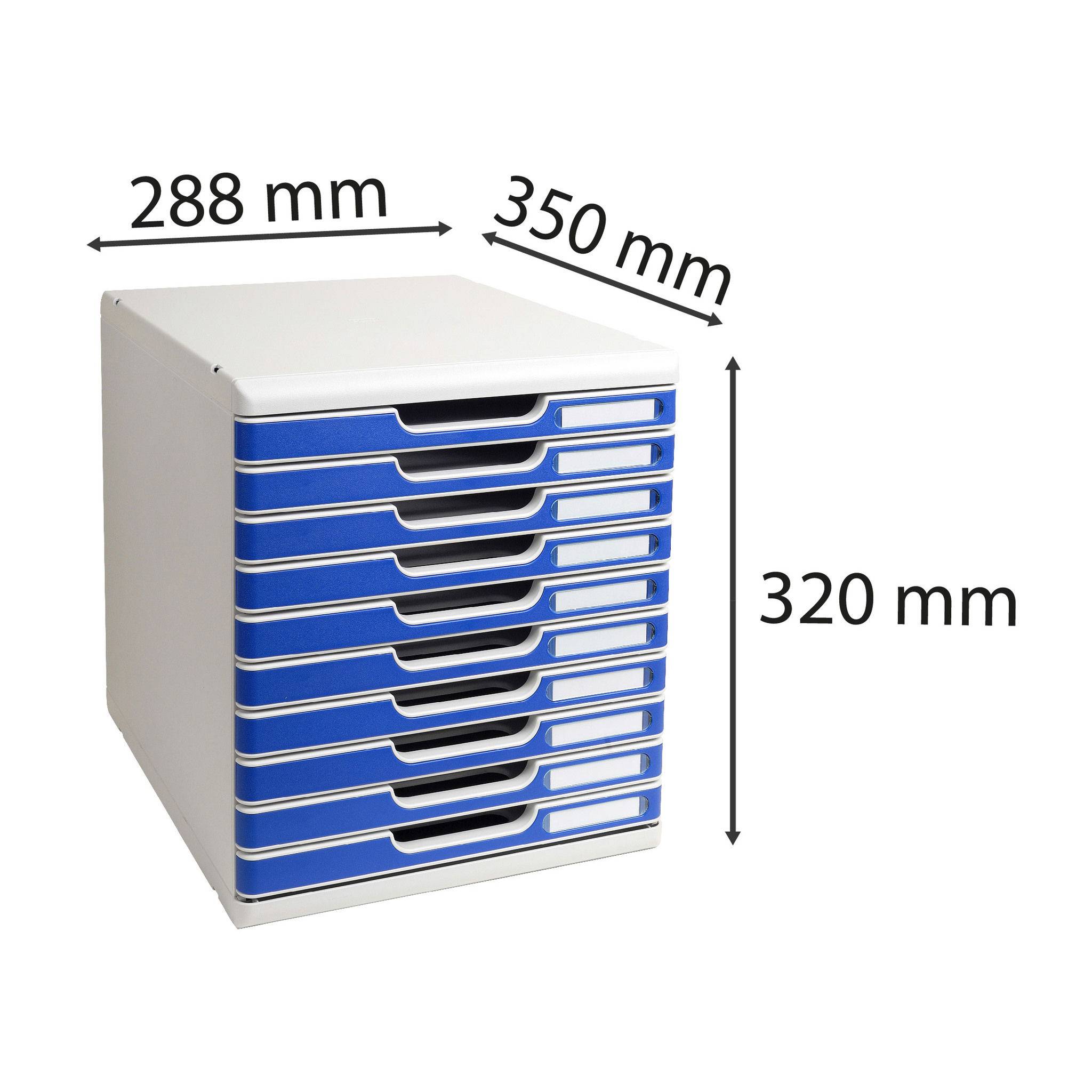 Exacompta Modulo A4, 10 geschlossene Schubladen, Office - Blau - 302003D