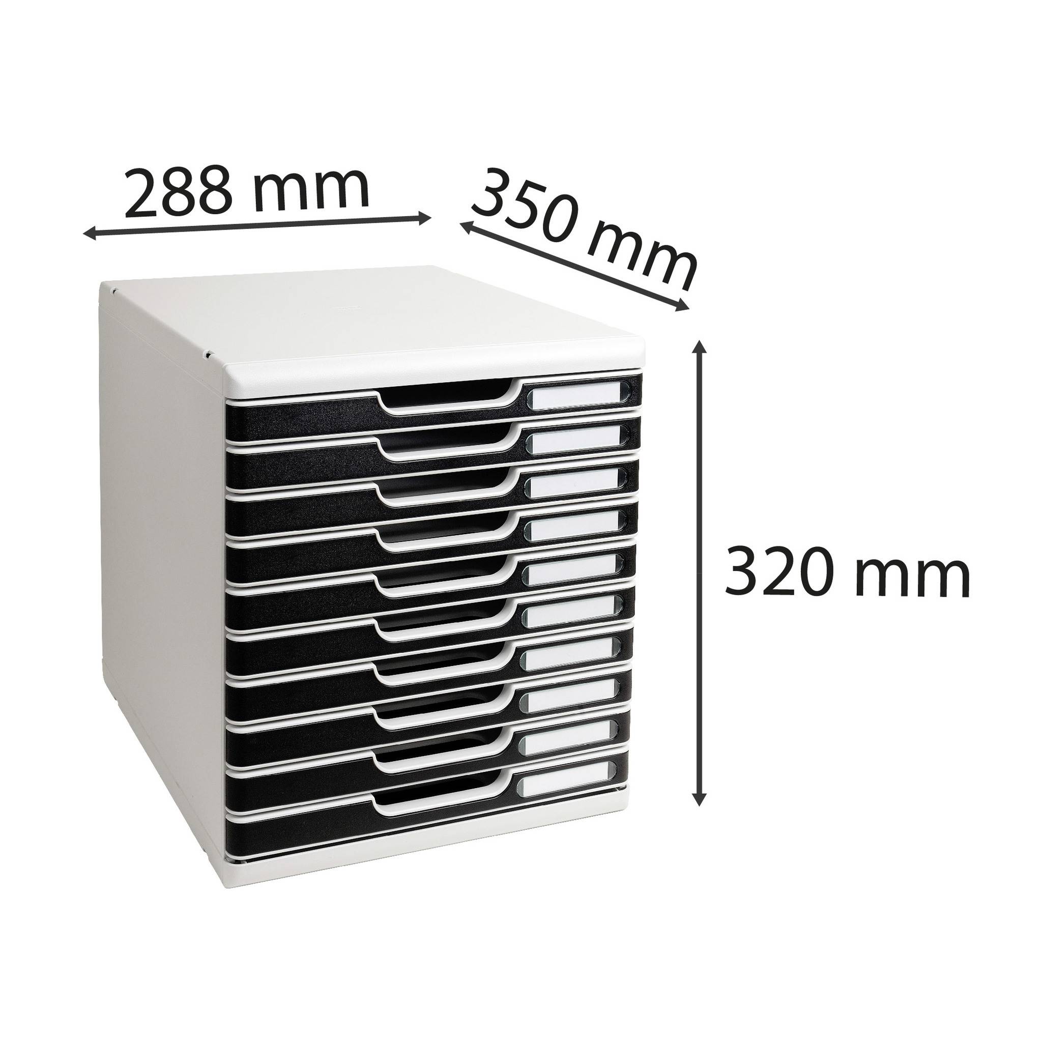 Exacompta Modulo A4, 10 geschlossene Schubladen, Office - Schwarz - 302014D
