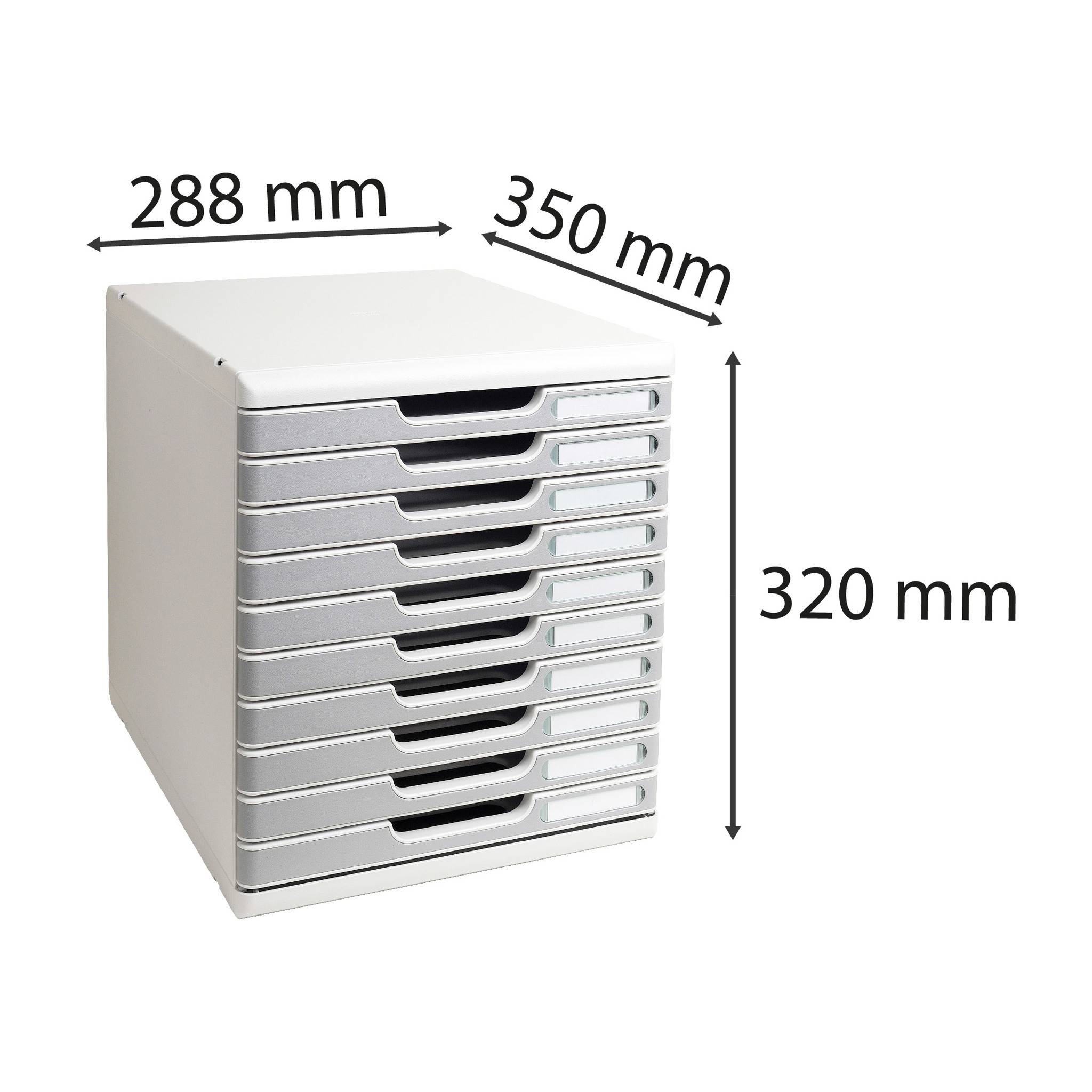 Exacompta Modulo A4, 10 geschlossene Schubladen, Office - Steingrau - 302041D